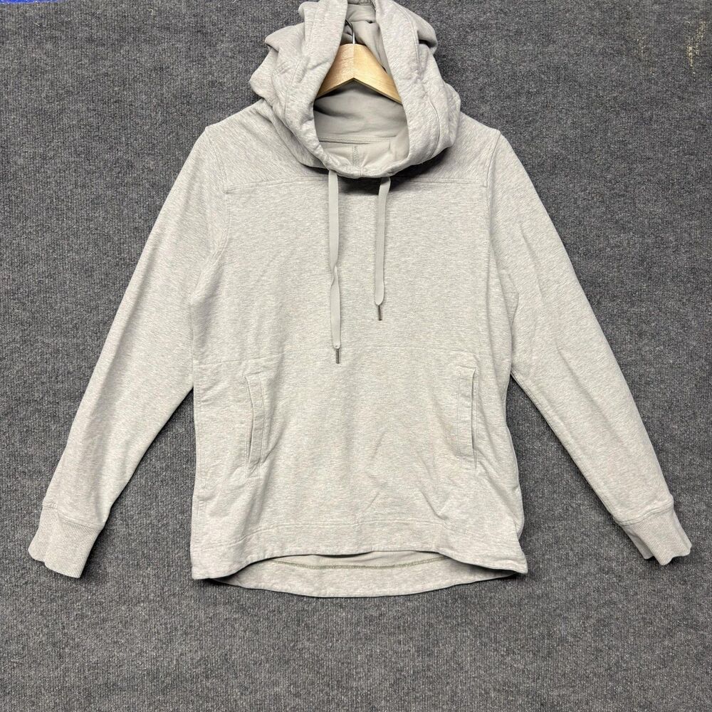 Lululemon Women Gray High Neck Pullover Hoodie Sweatshirt Size 6 Fleece Gym Cowl